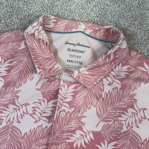 Tommy Bahama IslandZone Shirt Mens 3XL Pink Tropical Palm Leaf Supima Cotton